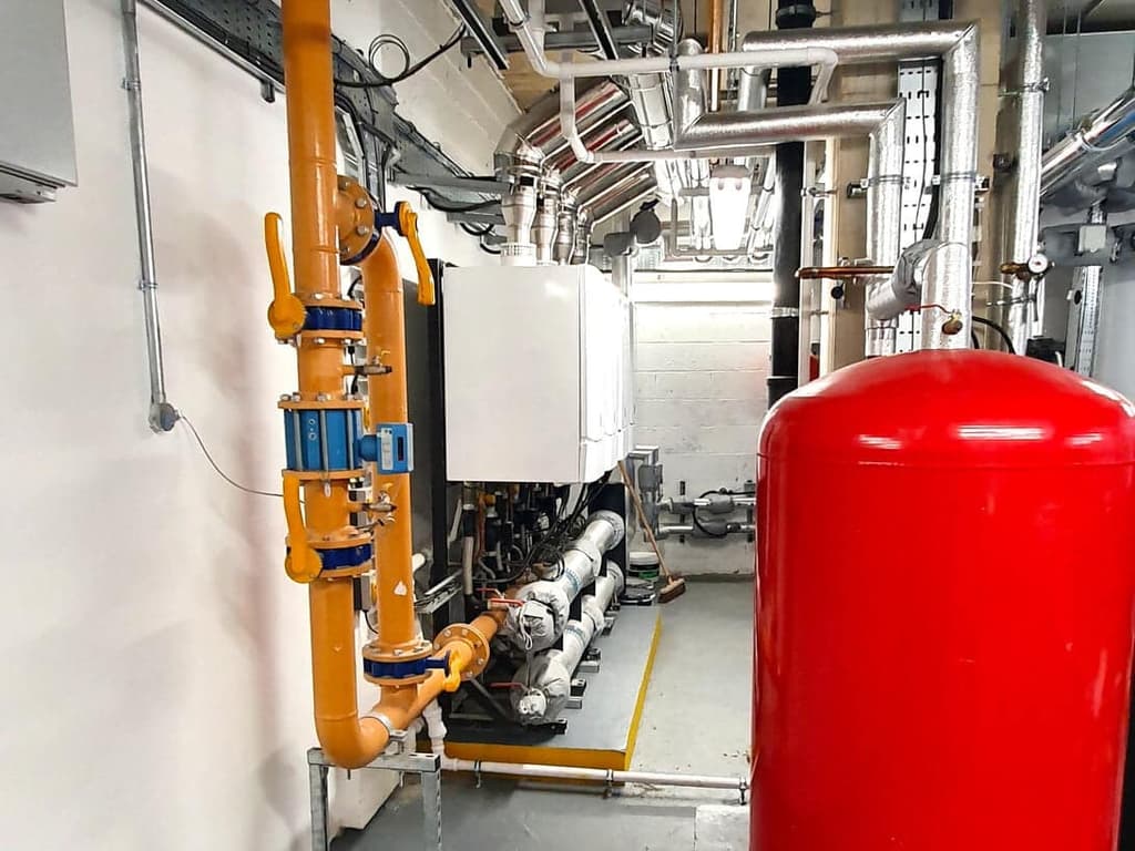 Commercial heating equipment and insulated pipework